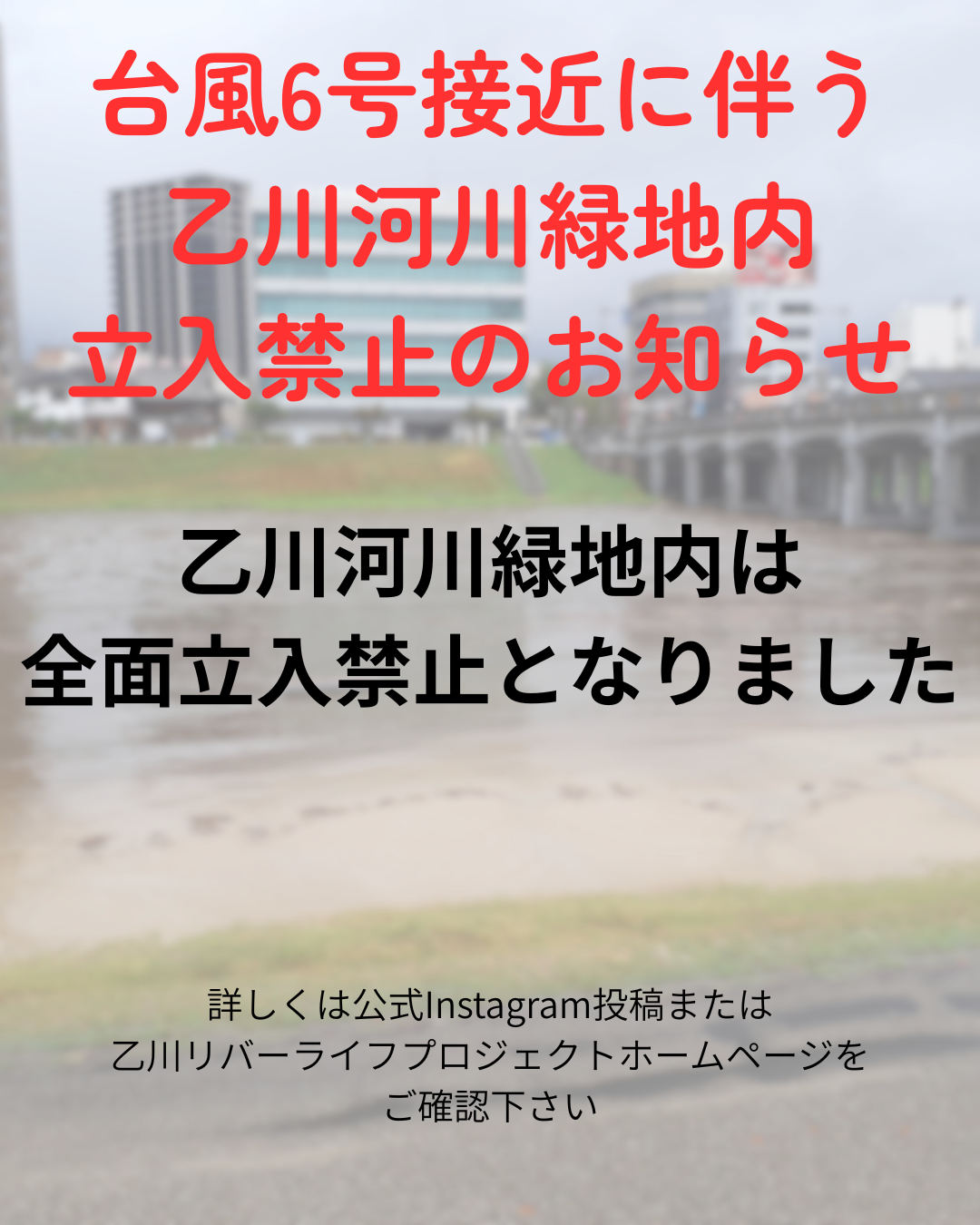 乙川河川緑地 全面立入禁止のお知らせ】 | お知らせ | 乙川リバー